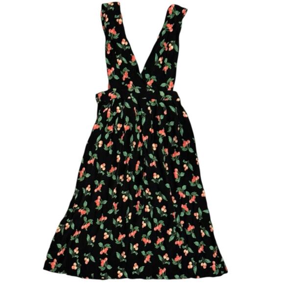 H&M Cherry Sleeveless Mini Dress Women's Size 2 Black Red Green - Picture 2 of 11